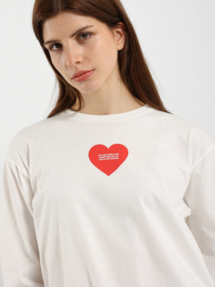 Heart Print Long Sleeve T-Shirt