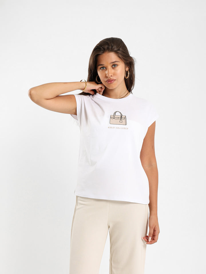 Bag Print Cape Sleeve Tshirt
