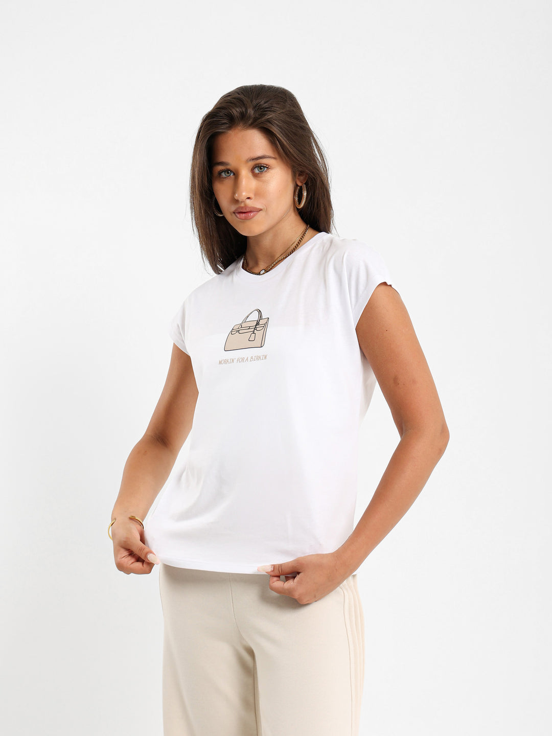Bag Print Cape Sleeve Tshirt