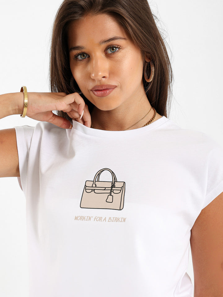 Bag Print Cape Sleeve Tshirt