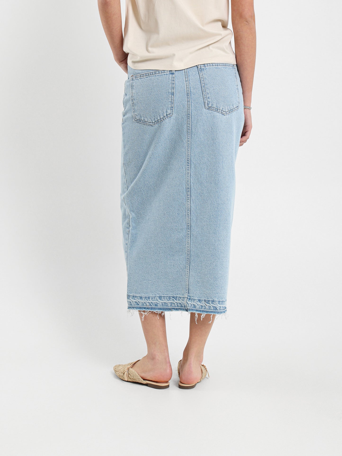 Denim Skirt with Front Slit