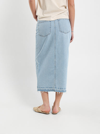 Denim Skirt with Front Slit