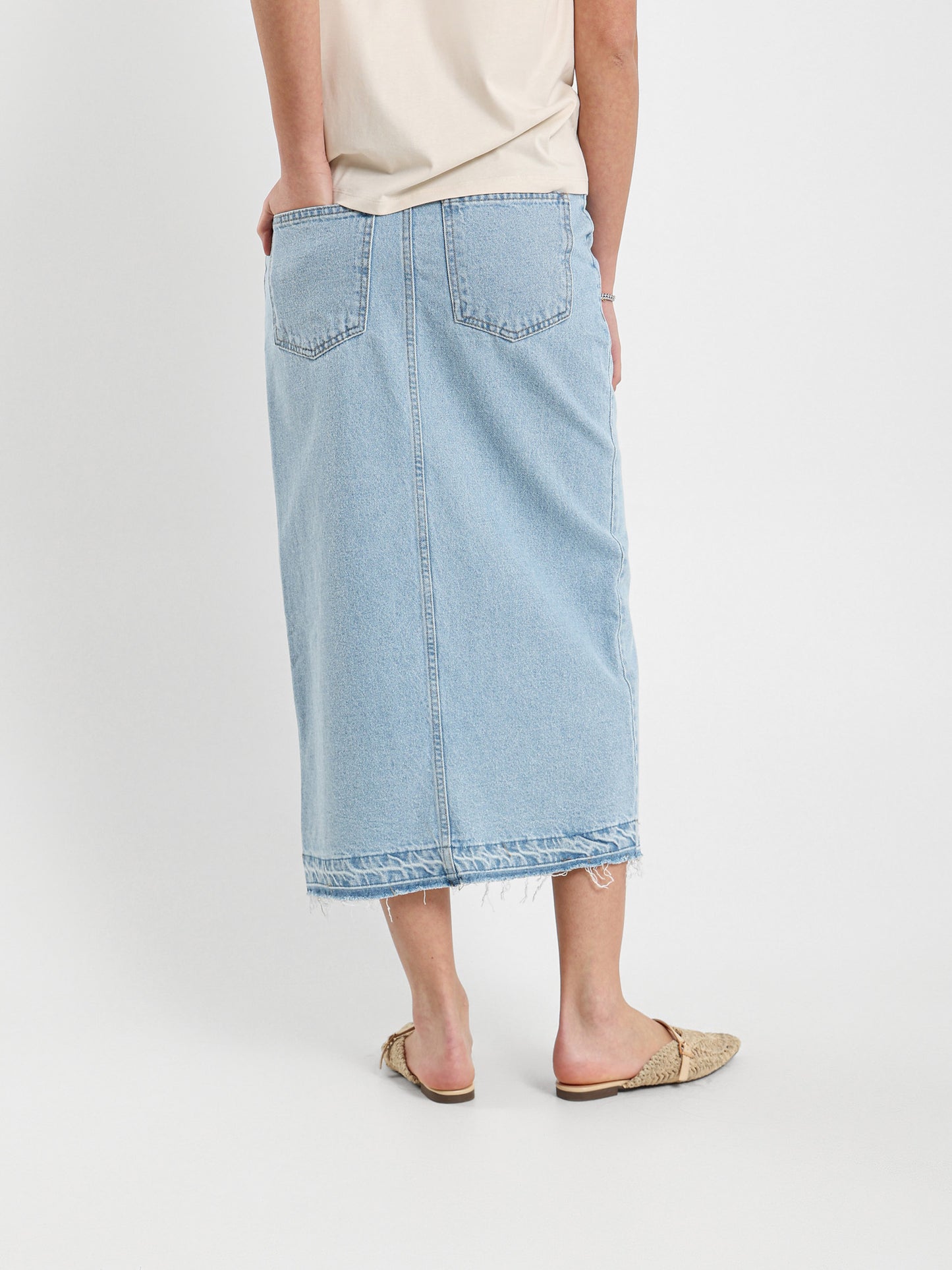 Denim Skirt with Front Slit