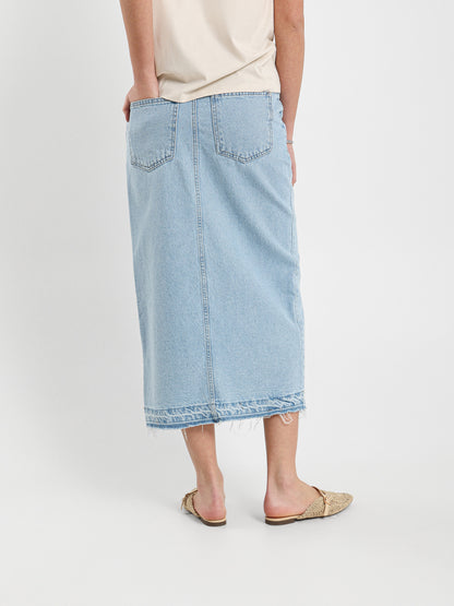 Denim Skirt with Front Slit