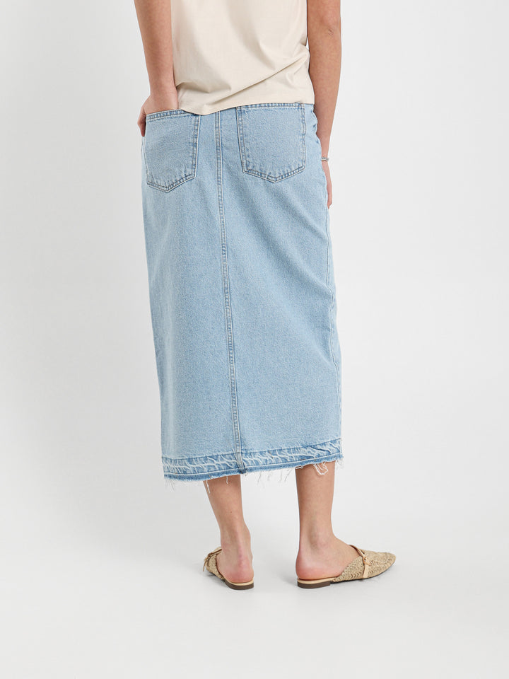 Denim Skirt With Front Slit