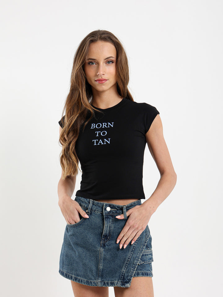 تيشيرت بكم كاب مطبوع Born To Tan