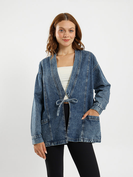Front Tie Denim Jacket