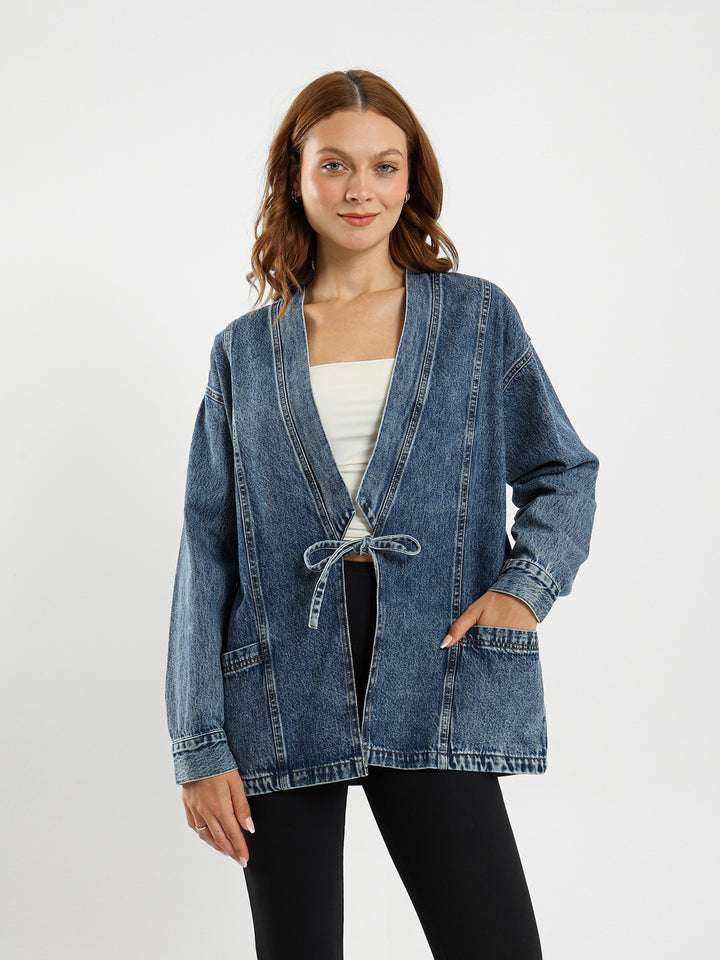 Front Tie Denim Jacket
