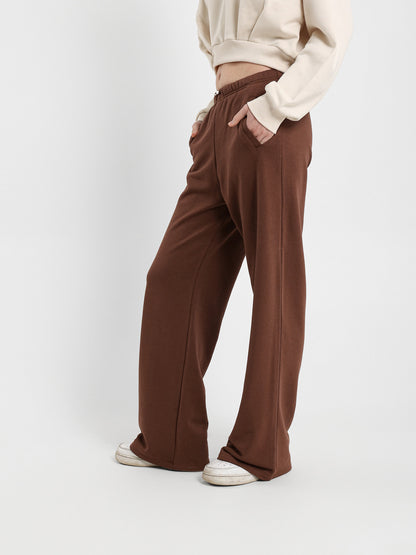 Wide Leg Sweatpants with Elastic Cord