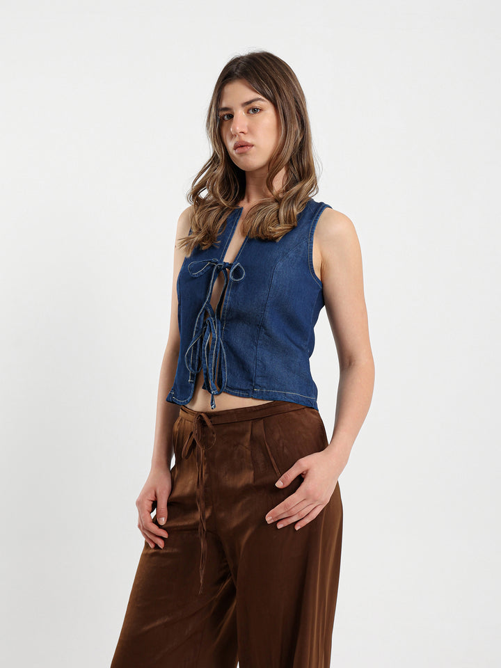 Vest Jacket With Front Ties