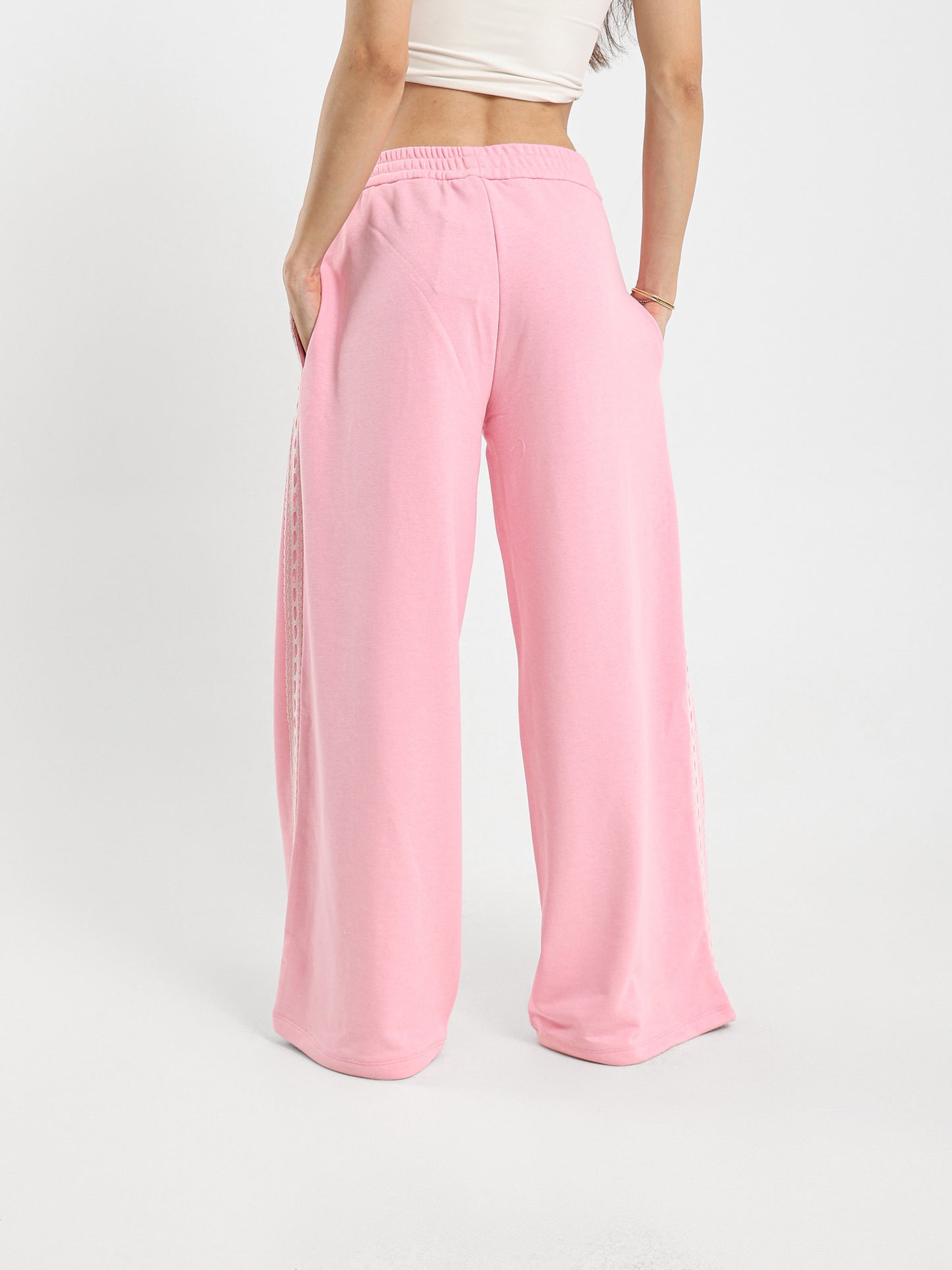 Wide Leg Sweatpants With Lace Tape Insert
