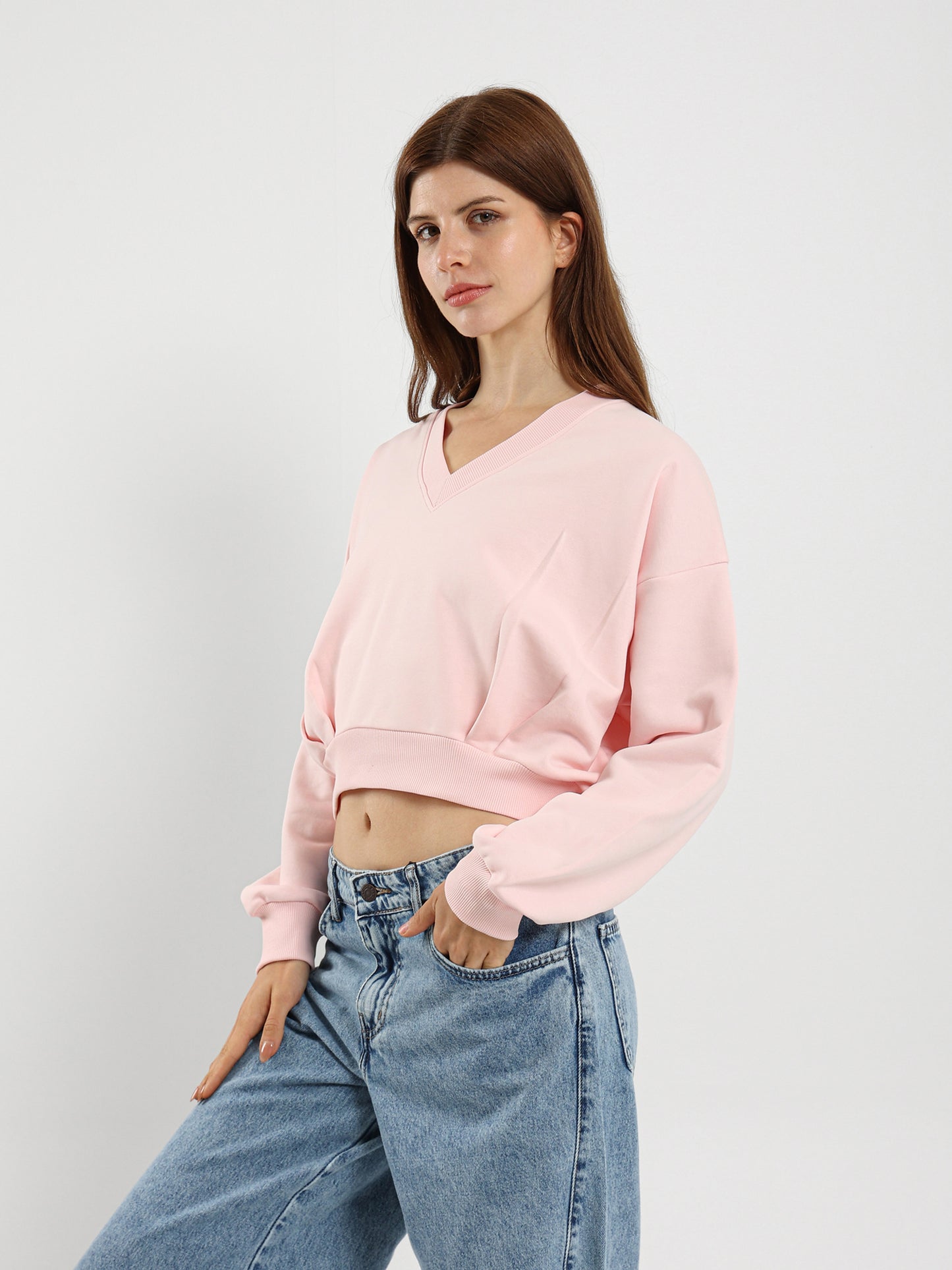 V Neck Loose Sweatshirt