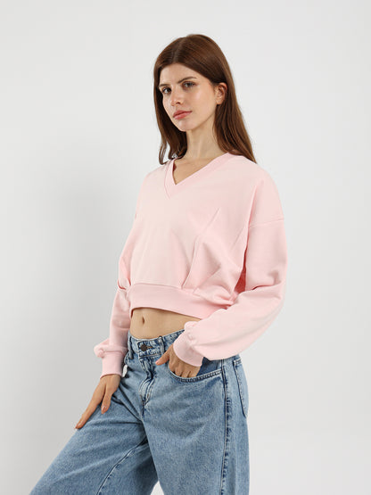 V Neck Loose Sweatshirt