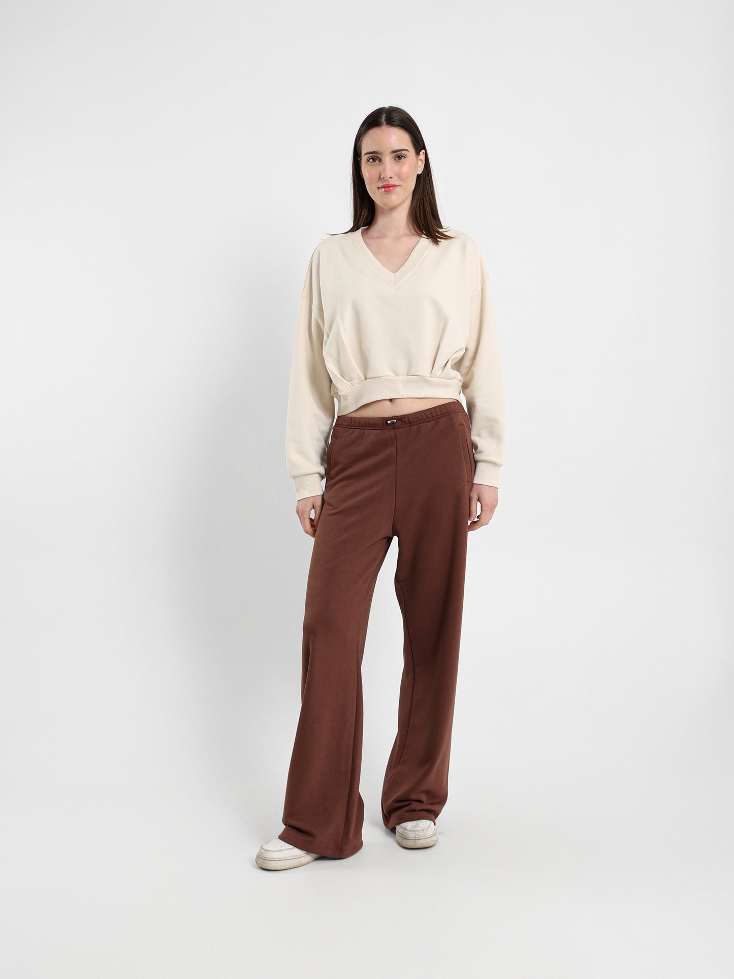 Wide Leg Sweatpants with Elastic Cord