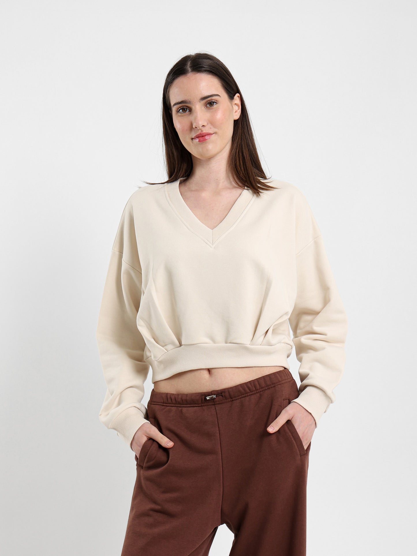 V Neck Loose Sweatshirt