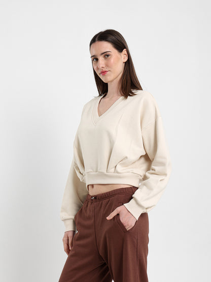 V Neck Loose Sweatshirt