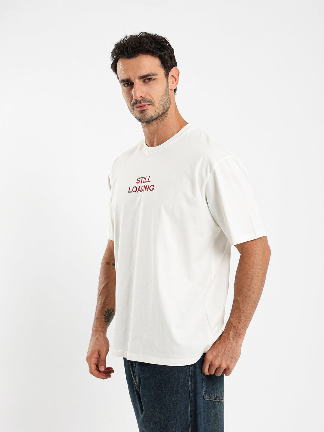 Already Tired Irregular Rib Collar T-Shirt