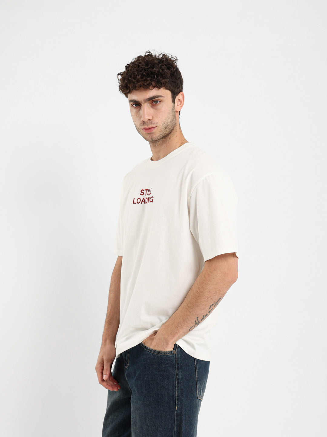 Already Tired Irregular Rib Collar T-Shirt