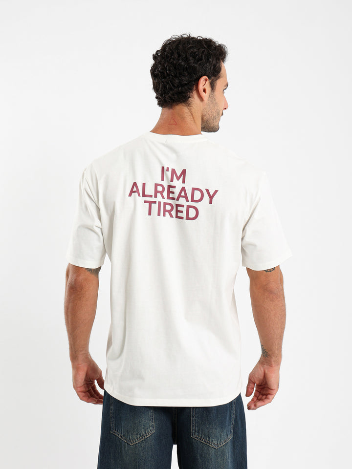 Already Tired Irregular Rib Collar T-Shirt