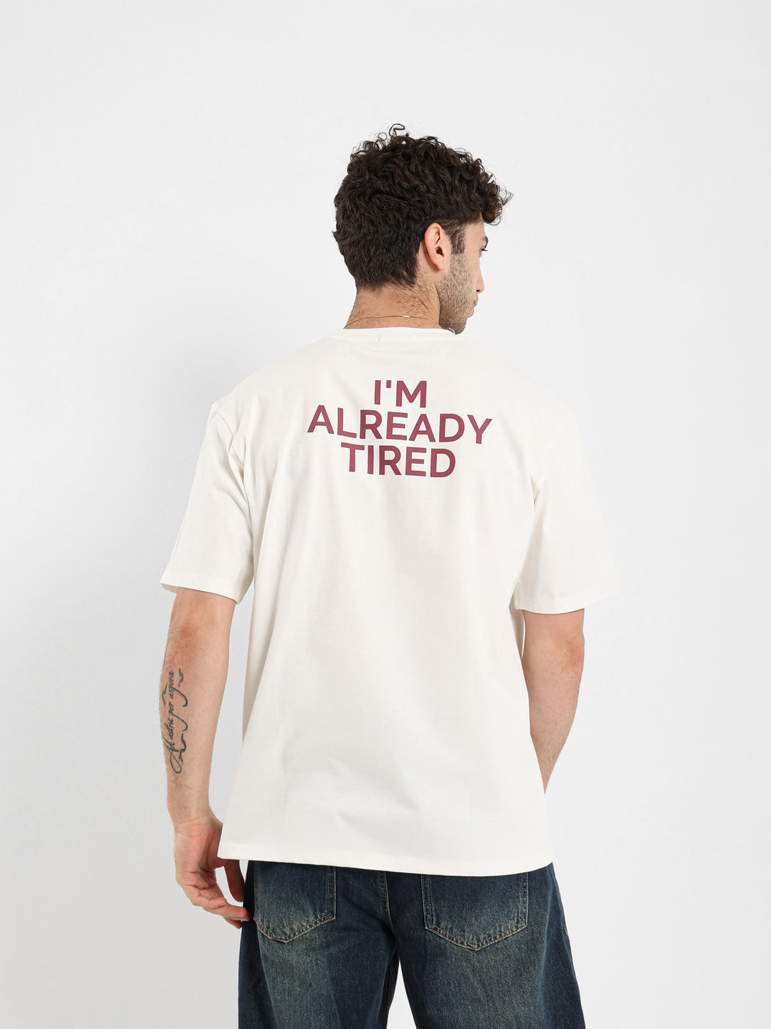 Already Tired Irregular Rib Collar T-Shirt