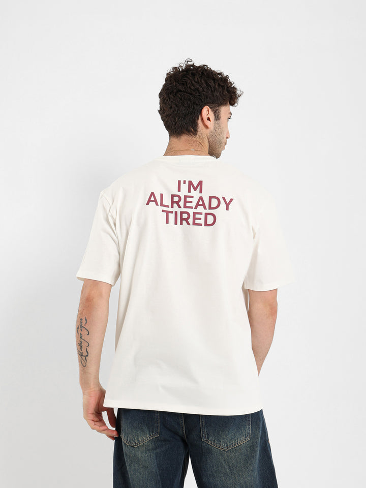 Already Tired Irregular Rib Collar T-Shirt