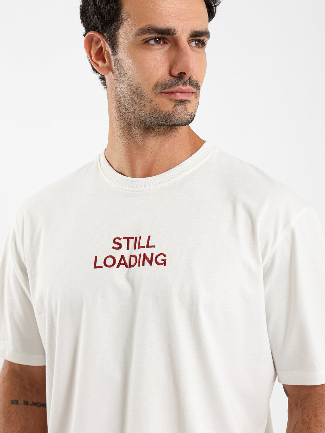 Already Tired Irregular Rib Collar T-Shirt