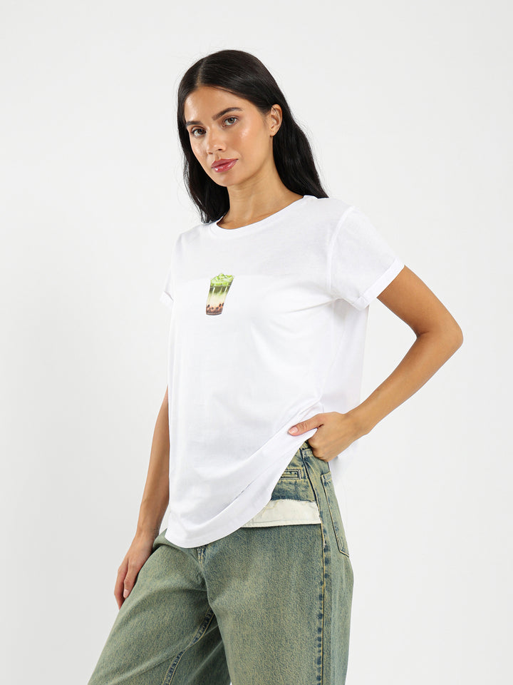 Boba Cup Print Tshirt