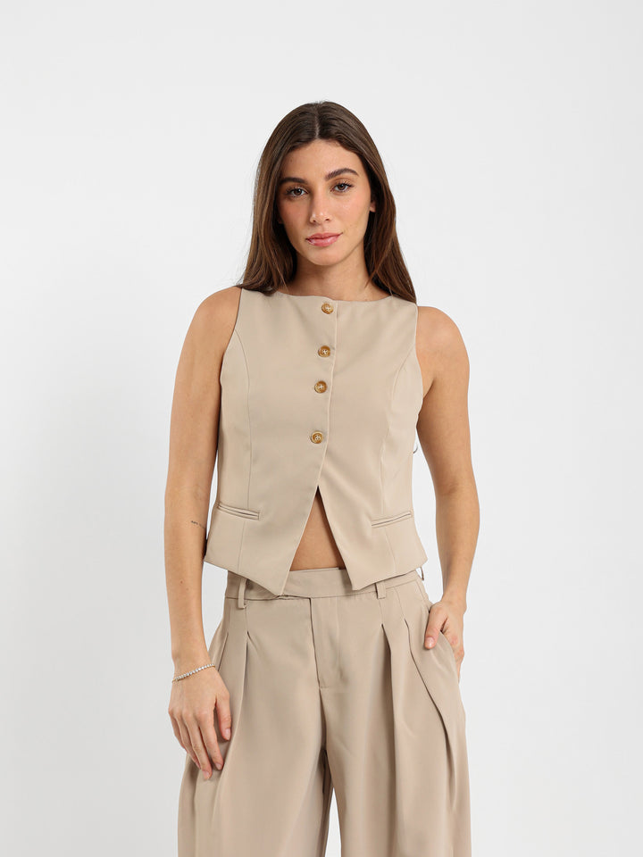 Vest With V Opening Detail