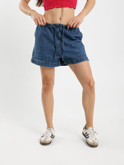 Denim Shorts With Tie Waist