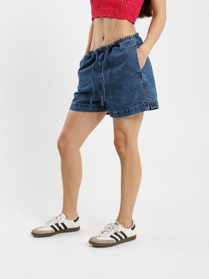 Denim Shorts With Tie Waist