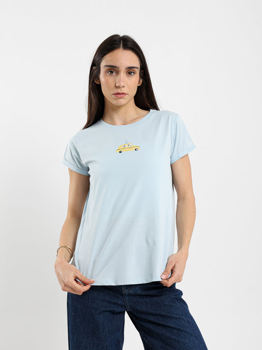 Dog in Taxi Print T-Shirt