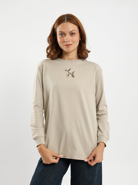 Gold Poodle Print Long Sleeve T-Shirt