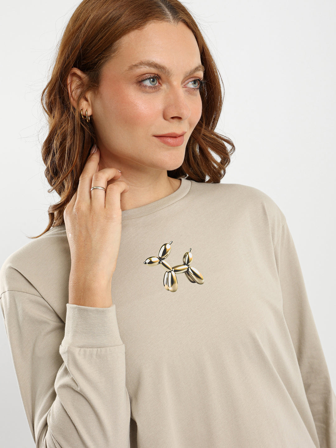 Gold Poodle Print Long Sleeve T-Shirt