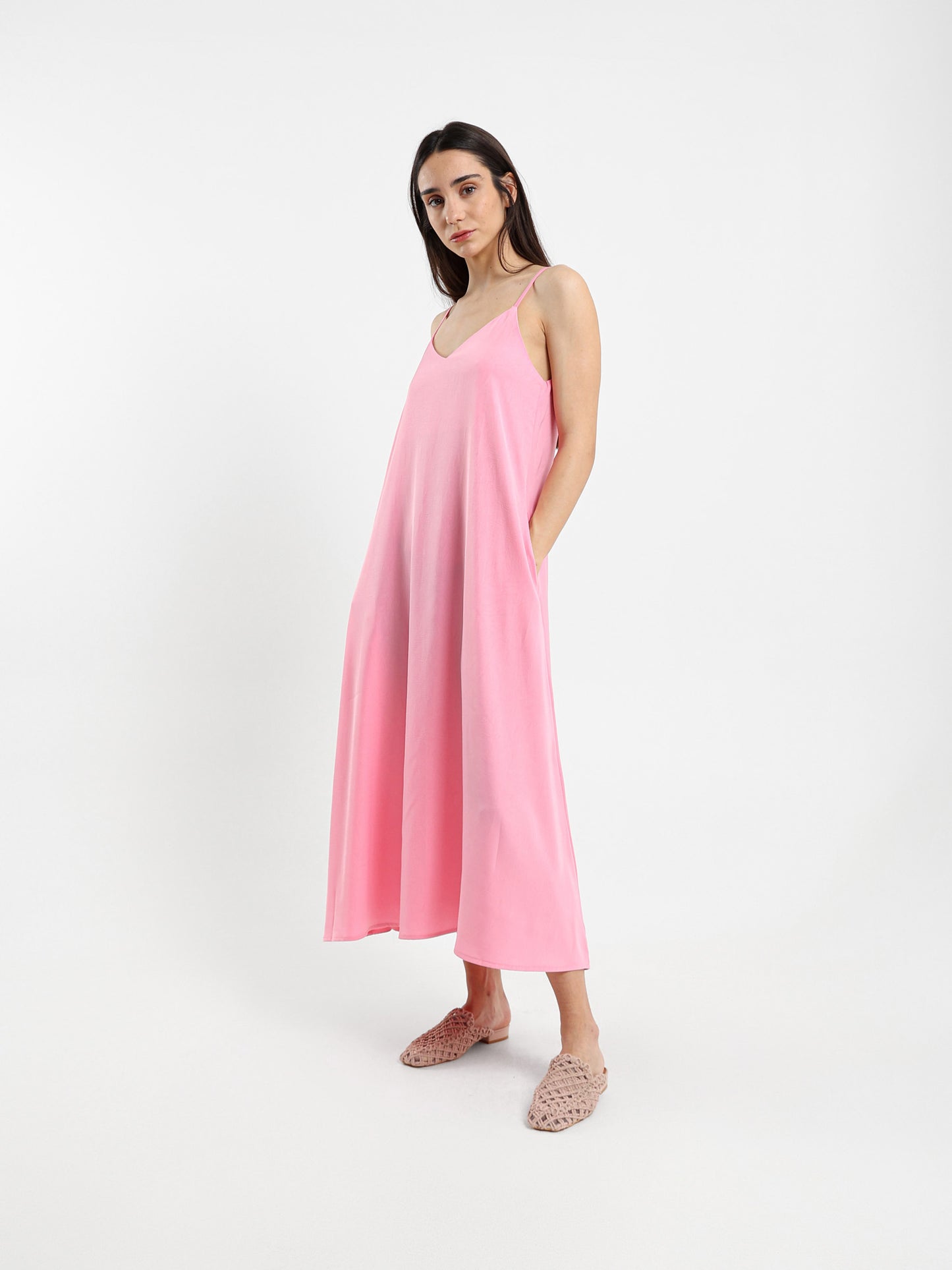 Midi Dress With Spaghetti Straps