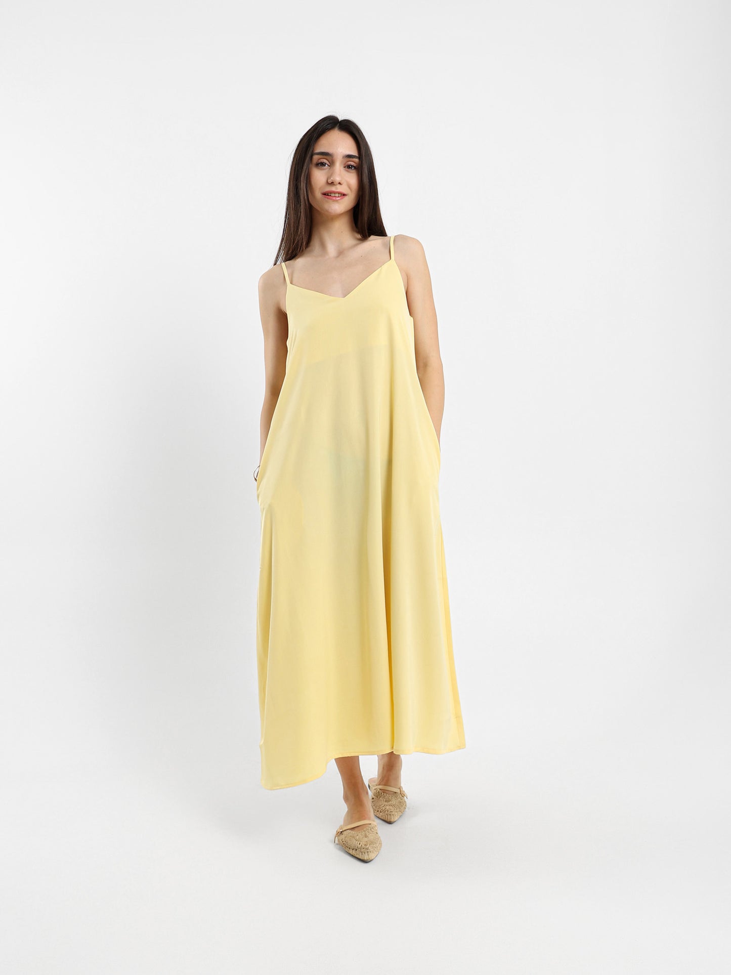 Midi Dress With Spaghetti Straps