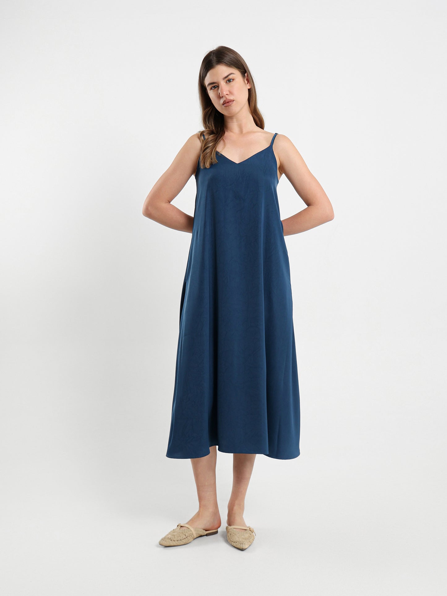 Midi Dress With Spaghetti Straps