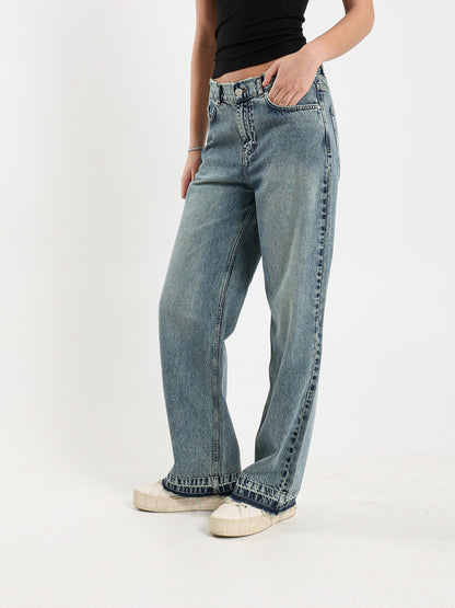 Destroyed Wide-Leg Jeans