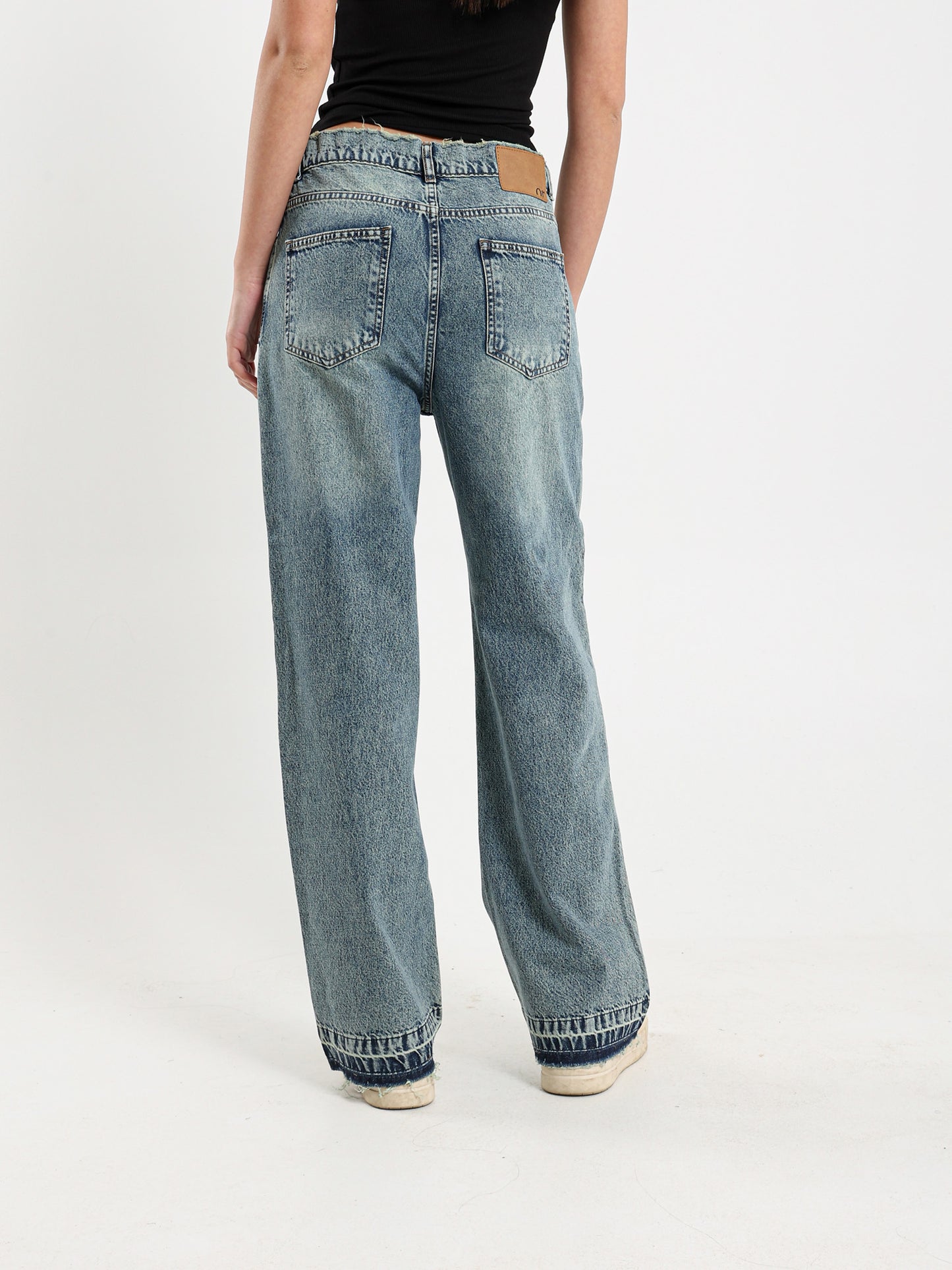 Destroyed Wide-Leg Jeans