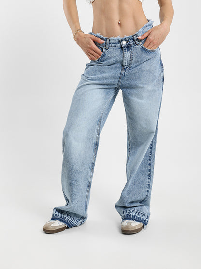 Destroyed Wide-Leg Jeans