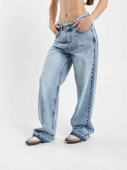 Destroyed Wide-Leg Jeans