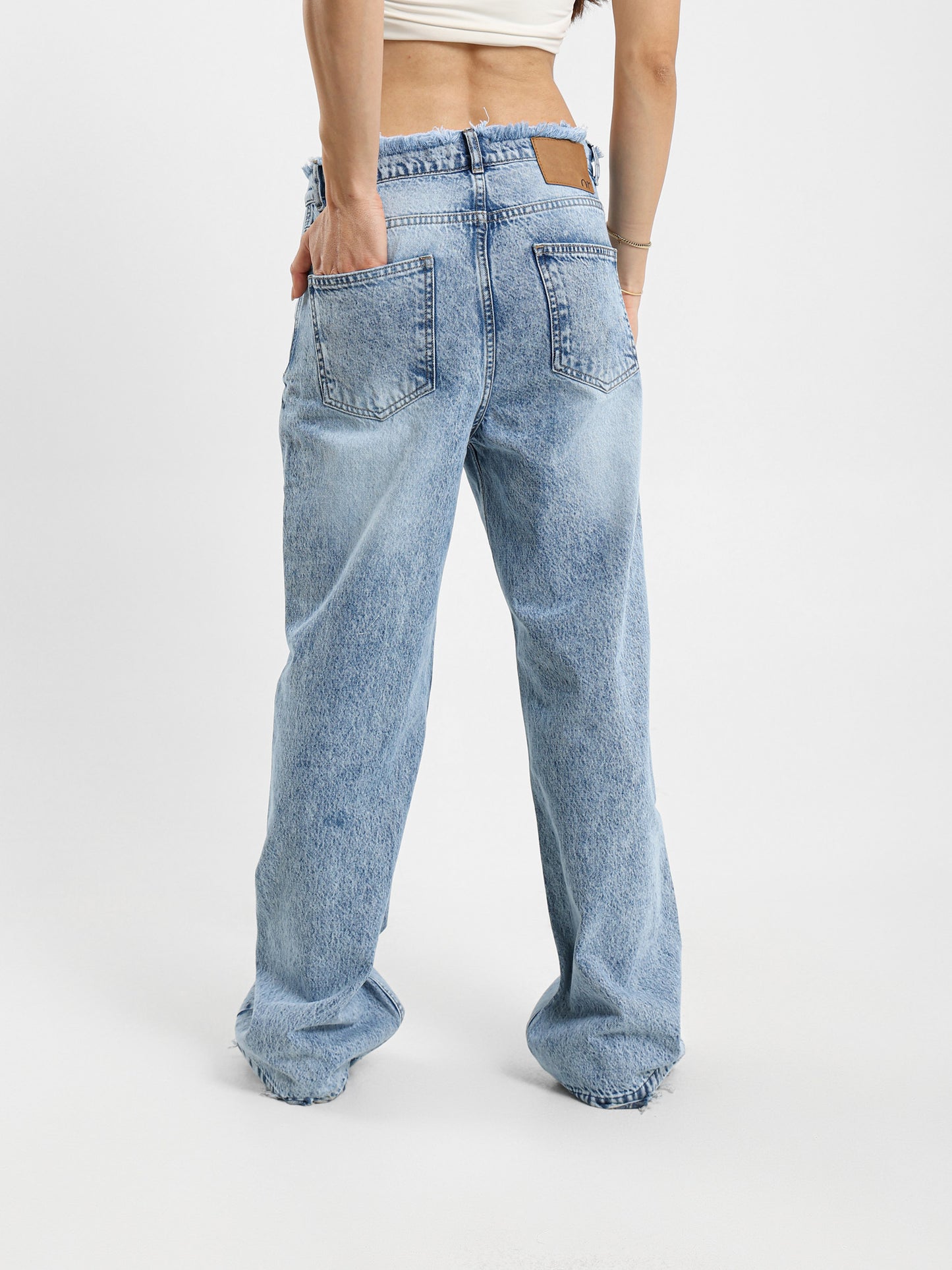 Destroyed Wide-Leg Jeans