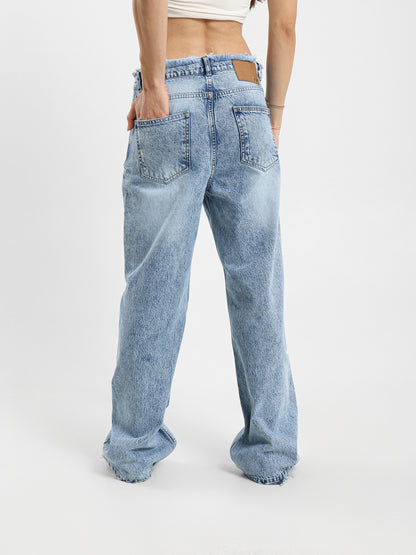 Destroyed Wide-Leg Jeans