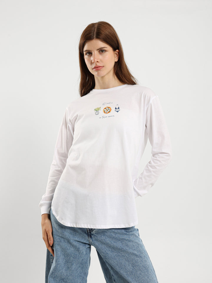"All I Need" Print Long Sleeve T-Shirt