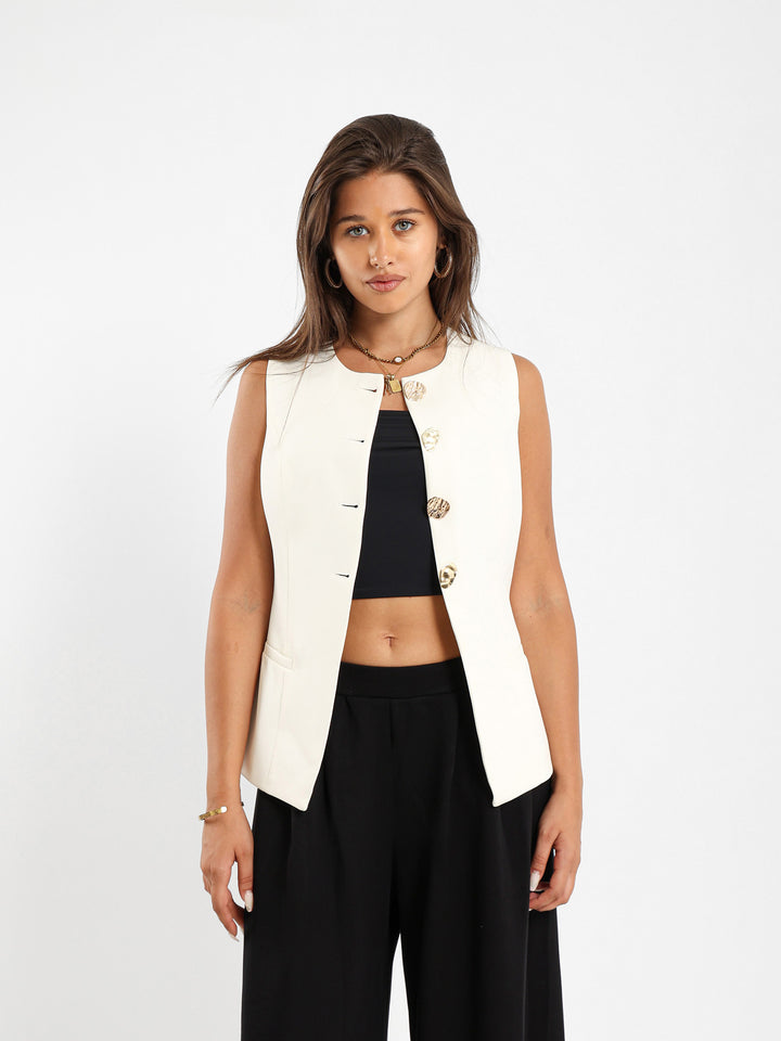 Fancy Button Jacket Vest