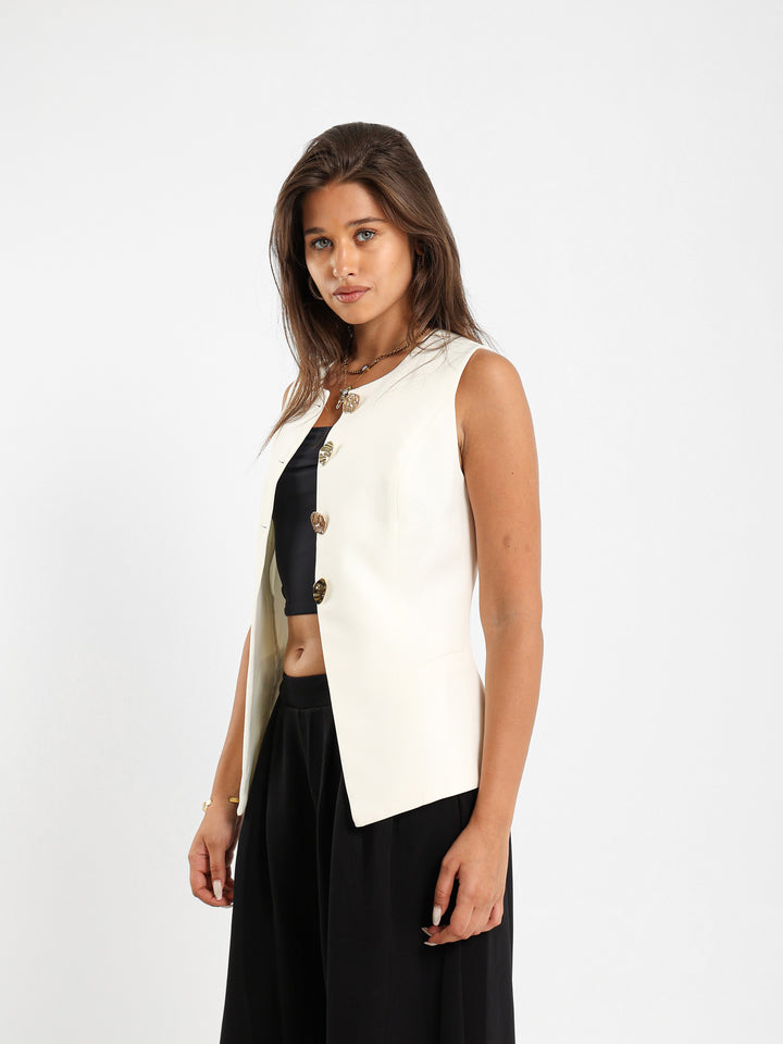 Fancy Button Jacket Vest