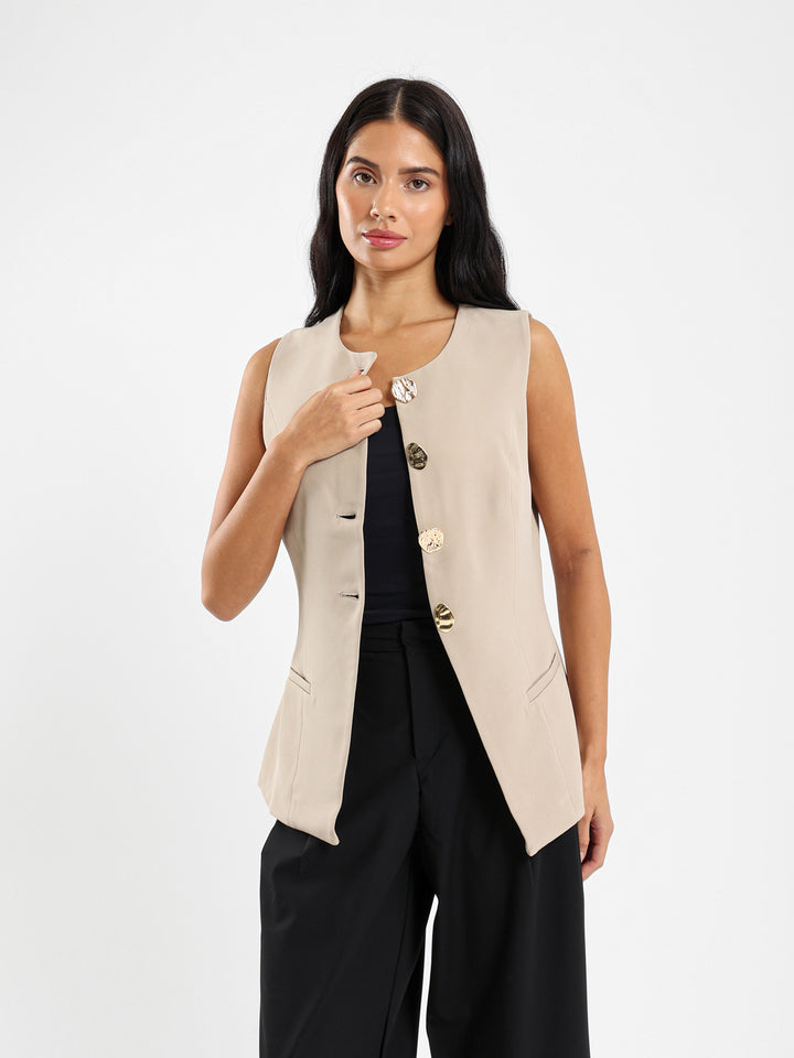 Fancy Button Jacket Vest