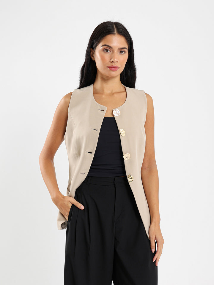 Fancy Button Jacket Vest