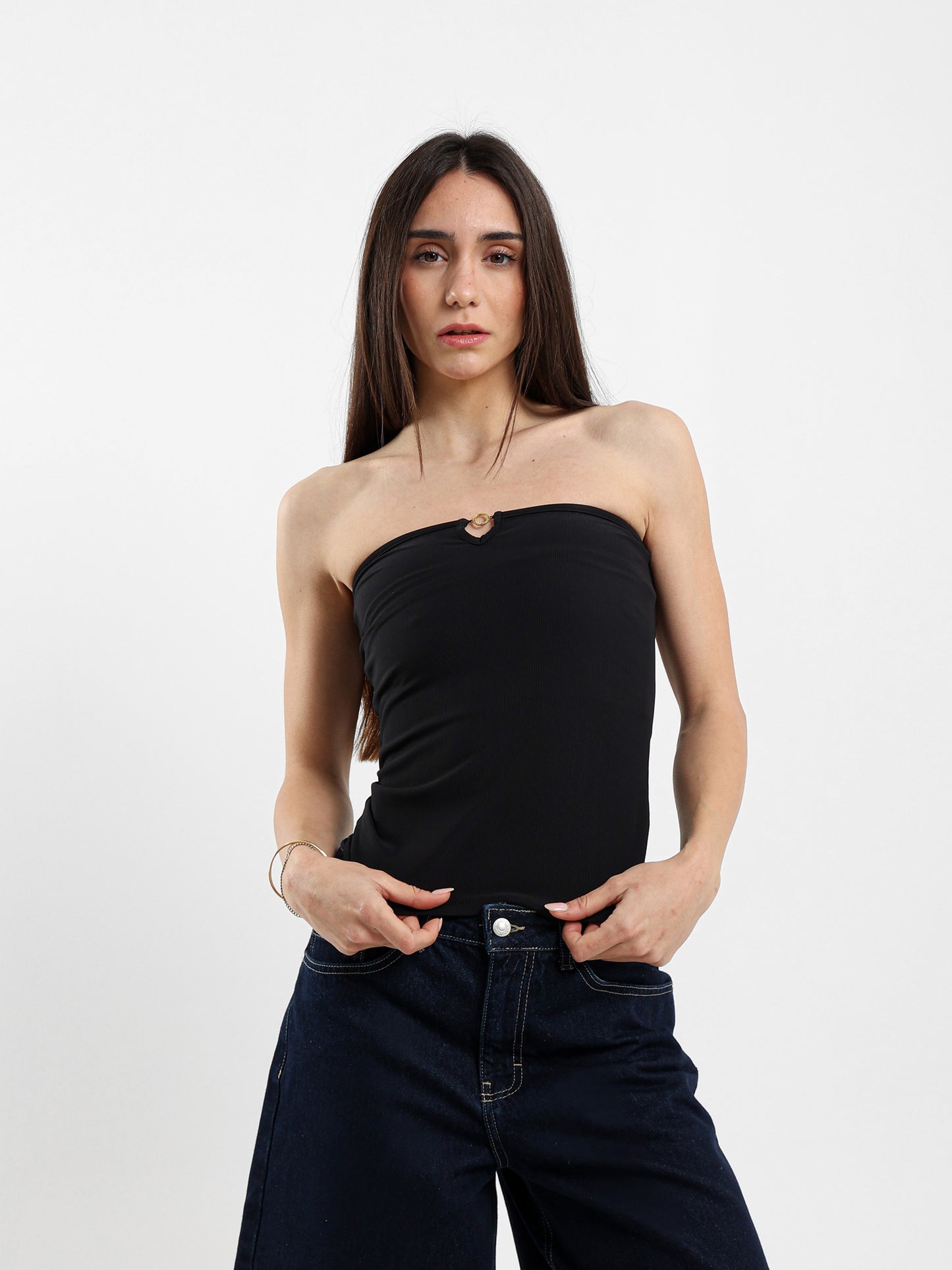 Strapless Top With Gold Detail