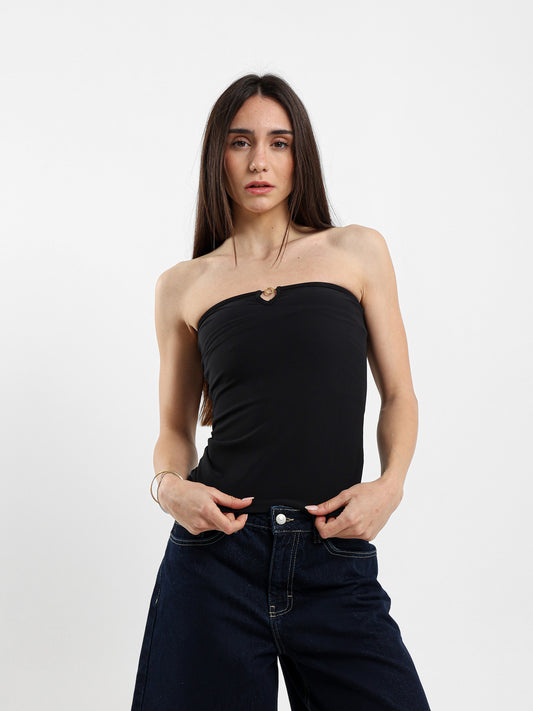 Strapless Top With Gold Detail