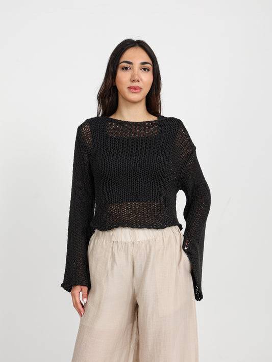 Loose Long-Sleeve Tricot Top